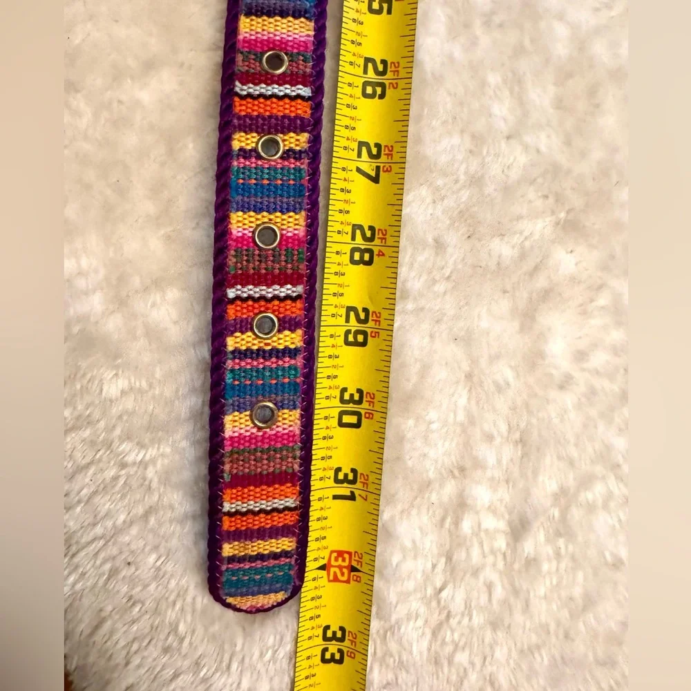 Vintage Colorful Striped Belt Jewel tones Sz S Elite
